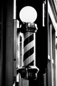 Reclama luminoasa frizerie, Barber Pole, Sigla Barber Shop, Alb/Negru 73cm